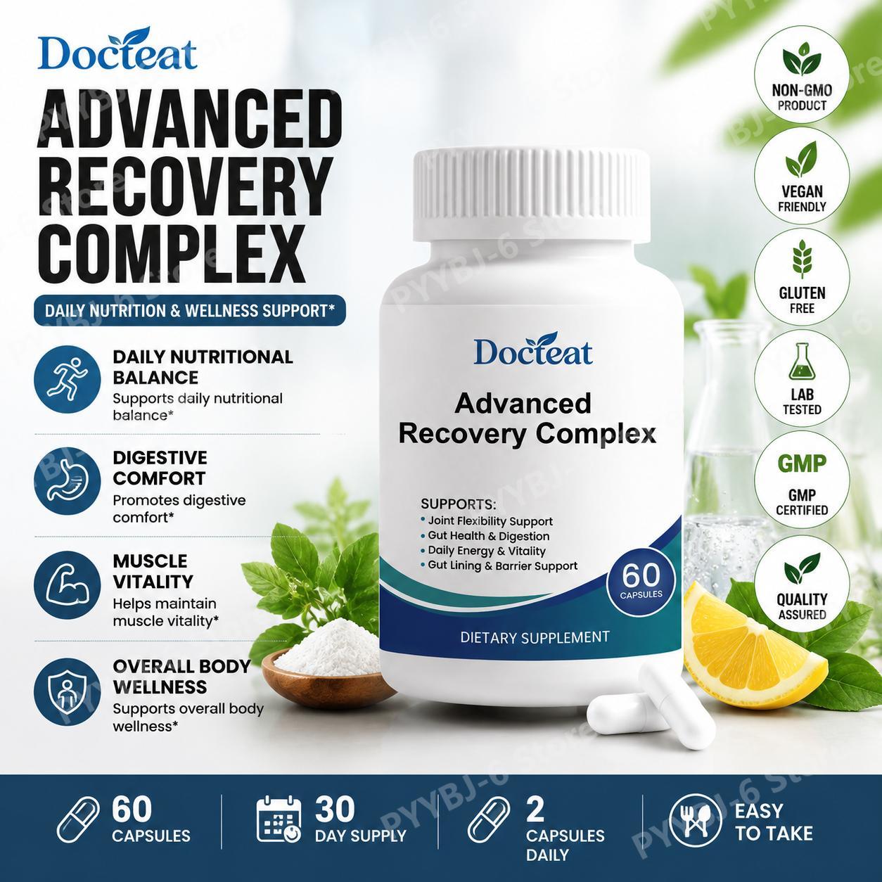 Health Wellness And - Fortschrittlicher Regenerationskomplex 60 Kapseln mit L-Glutamin,