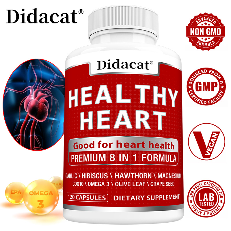 Health Wellness And - Herzgesundheitskapseln mit CoQ10, Omega-3, Knoblauch, Olivenblatt
