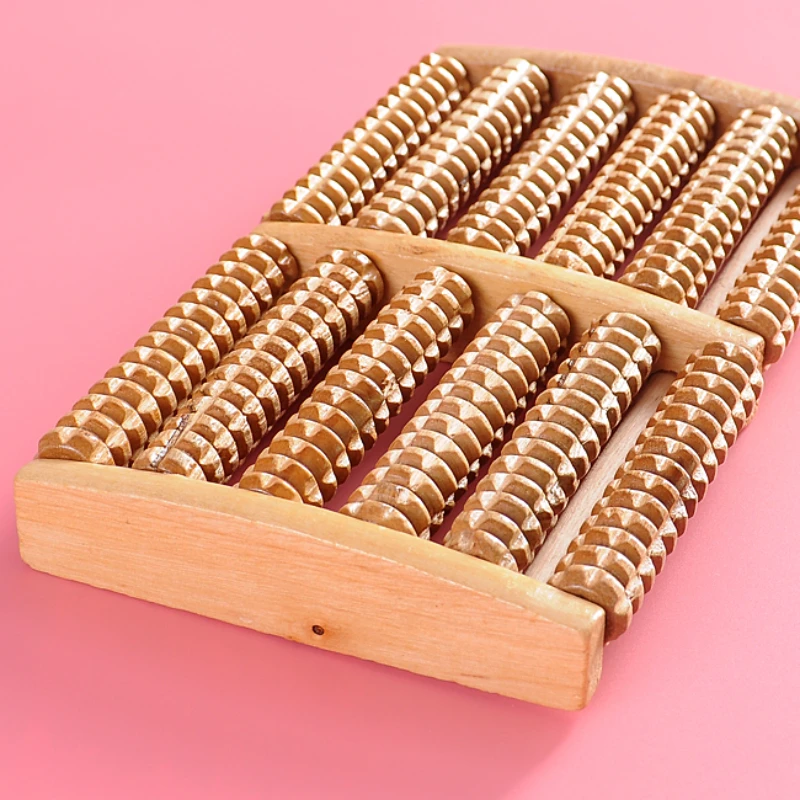 Reflexology Foot Roller - 6-reihiges Fußmassagegerät aus Holz zur Schmerzlinderung,