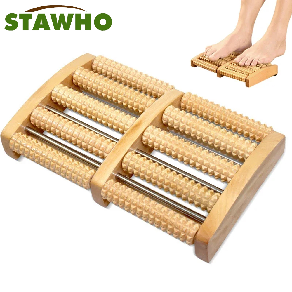 Reflexology Foot Roller - Fußmassagerolle aus Holz lindert Müdigkeit, Fußschmerzen